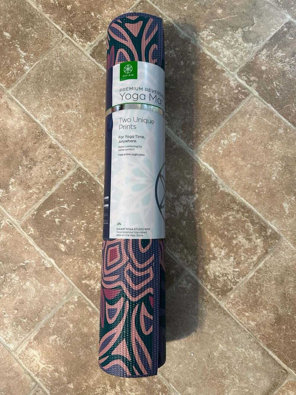 Gaiam Premium Reversible Yoga Mat 6mm NWOT Spiral Motion 68x24